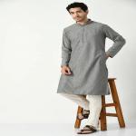 Grey Chikankari Straight Kurta Set