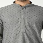 Grey Chikankari Straight Kurta Set