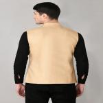 Beige Solid Woven Nehru Jacket