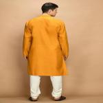 Mustard Yellow Solid Thread Work Straight Kurta Set