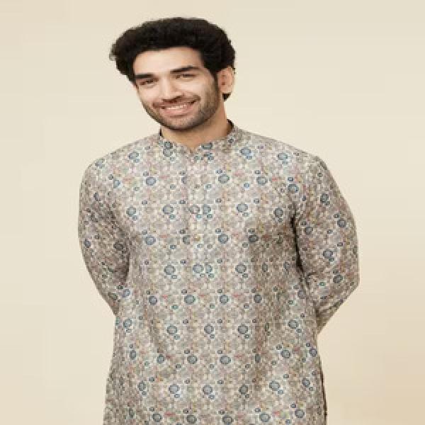 Soft Beige Jaal Patterned Kurta